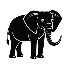 a minimal elephant icon curved trunk large vector art silhouette