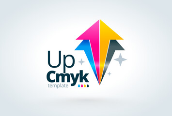 Up Cmyk Arrows actoins. Printing theme logo. Template design vector. White background