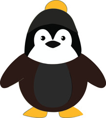 Adorable Penguin Wearing a Winter Hat Cute Cartoon Illustration