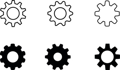 High Quality Gear Setting Icon Set Customizable Engineering Graphics
