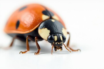 Naklejka premium Close-up of a single ladybug on white background, photography, insect, arthropod