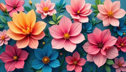 Continuous blooming floral motif Smooth, interconnected flower shapes , seamless, plant