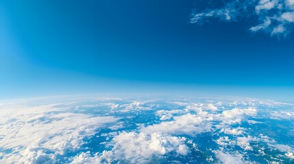 Earth From Space Blue Sky with Clouds Aerial View