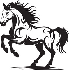 Obraz premium Horse SVG – Majestic Galloping Silhouette DesignRunning Horse Vector – Powerful Equine ClipartHorse Silhouette SVG – Perfect for Farm and Wild ThemesRearing Stallion Vector – Elegant Equestrian 