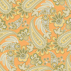 Vector textile print. Seamless Design for covers, fabrics, textiles, wrapping paper. Vector pattern Paisley Indian motifs and decorative floral elements
