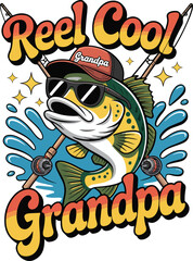 Reel cool grandpa fishing father's day t-shirt design