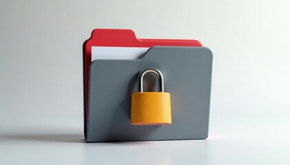Naklejka premium Padlocked file folder on white, exclusive confidential data , information, locked folder, file security