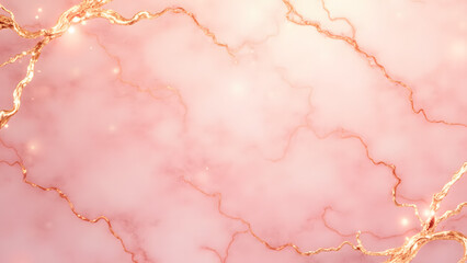 "Opulent Rose Gold Marble with metallic pink and gold veins. High-gloss finish for luxury cosmetics, weddings, and fashion. Ultra-HD elegance."