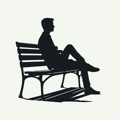 Fototapeta premium Silhouette of a man sitting on a bench in a minimalist design