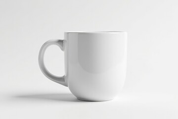 Single white ceramic mug isolated on white background, porcelain, still life
