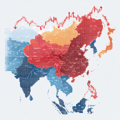 Obraz premium asian stock market growth tickers rising arrows