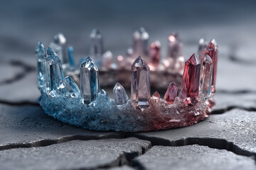 a crown with blue and pink crystals
