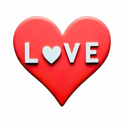 Red Heart with LOVE Text Romantic Symbol of Affection