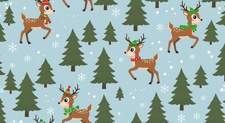 Fototapeta premium Winter's Reindeer Frolic
