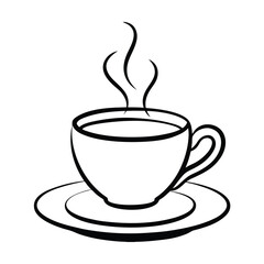 cup of coffee with steam line art vector art silhouette