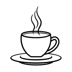 cup of coffee with steam line art vector art silhouette