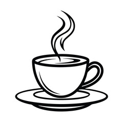 cup of coffee with steam line art vector art silhouette