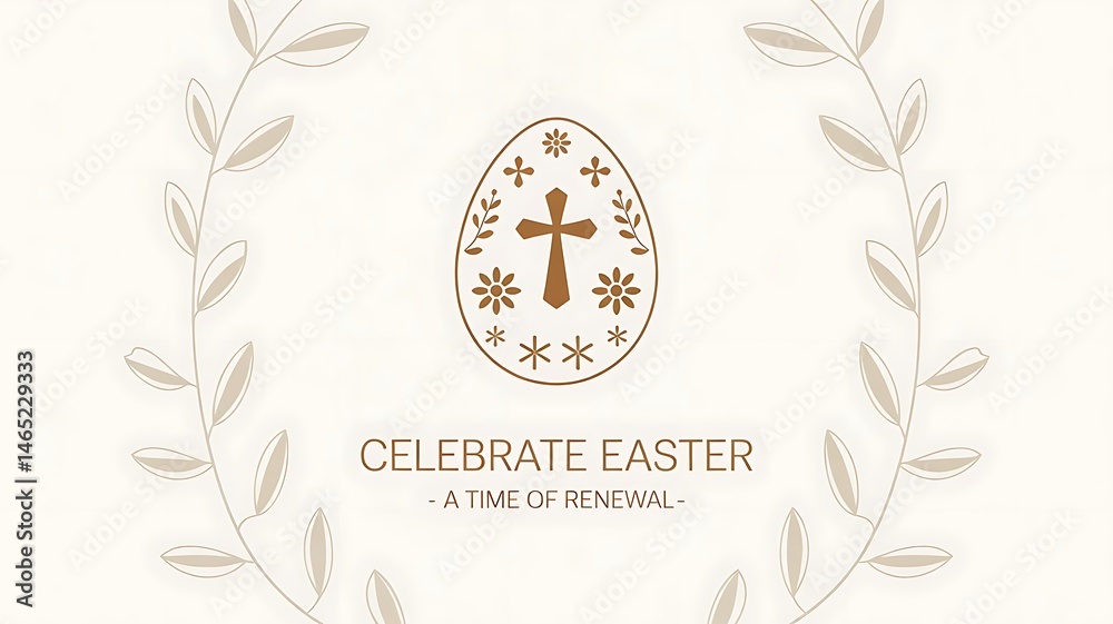 Fototapete minimal easter day vector – clean white background with golden easter egg, celebrate easter – a time