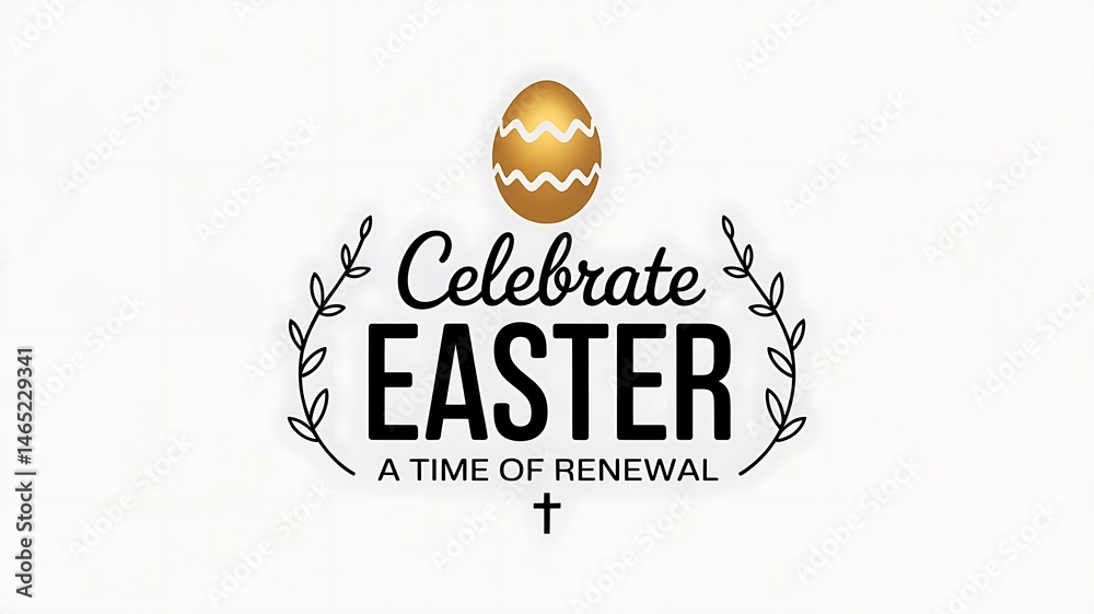 Fototapete minimal easter day vector – clean white background with golden easter egg, celebrate easter – a time