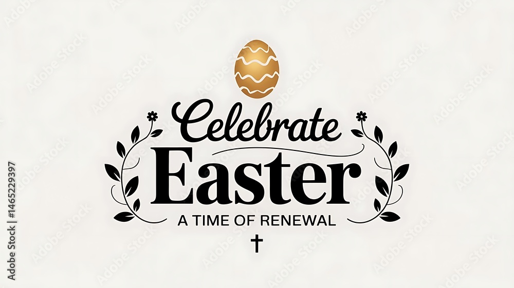 Fototapete minimal easter day vector – clean white background with golden easter egg, celebrate easter – a time