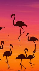 Fototapeta premium Crimson Sunset Silhouette AI Generated