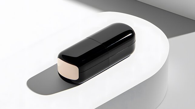 Black Deodorant Stick on Curved White Background