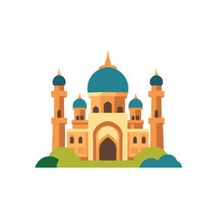 Mosque Illustration Islamic Architecture Dome Minarets Muslim Culture