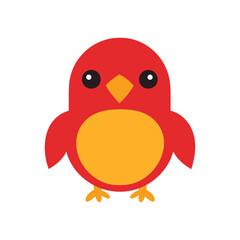 Cute Red Bird Cartoon Illustration