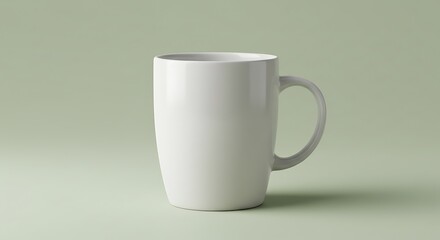 Fototapeta premium A Clean White Mug on a Pale Green Background