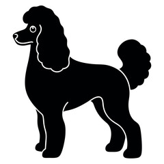 Black and white poodle silhouette illustration.
