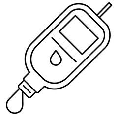 Line art of blood glucose meter – diabetes testing device vector