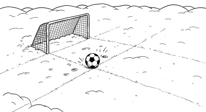 Soccer Ball on Snowy Field, Penalty Kick