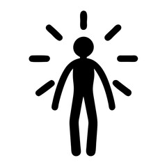 Person stick figure illustration radiating light aura energy concept drawing design graphic vector art icon symbol