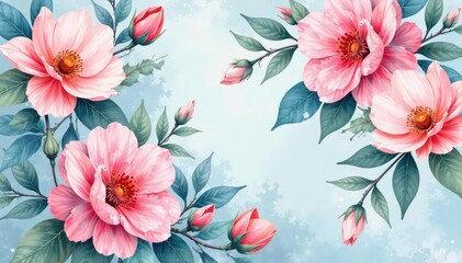 Fototapeta premium Delicate watercolor floral pattern, perfect for spring , elegant, greeting