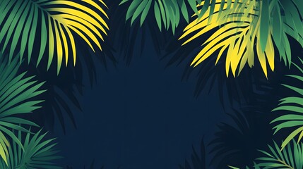 Obraz premium Lush Tropical Palm Leaves Frame Dark Background