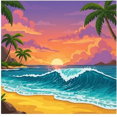 Obraz premium Sunset Shores Serenade