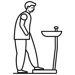 Thin outline of medical scale – clean black vector on white