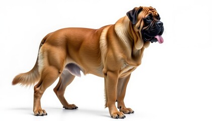 Obraz premium Majestic mastiff, powerful stance, white background, studio, muscular
