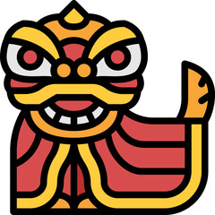 lion dance filled outline icon
