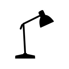 Illustration of black desk lamp for lighting and home decor with adjustable arm and base design element