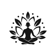 a minimalist black yoga logo featuring vector art silhouette