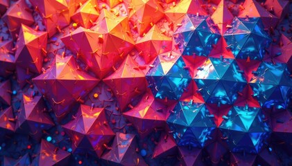 Intricate tessellation of geometric shapes in vibrant hues, background texture, illustration, artwork