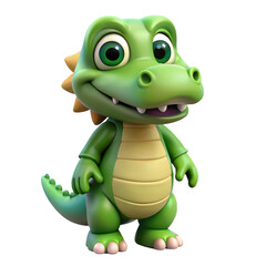 Fototapeta premium Playful 3D Cartoon Crocodile – Cute Stylized Reptile Character for Kids & Fun Projects