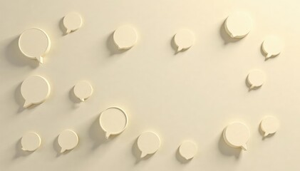 Subtle grey speech bubble pattern on beige backdrop, minimalist, neutral