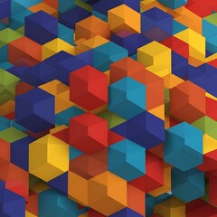 Abstract Colorful 3D Cube Pattern Background