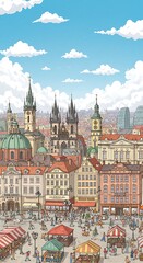 Obraz premium Sun-Drenched Cityscape AI Generated