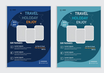 Vacation travel flyer design template. flyer design & brochure cover page template for travel agency