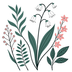 collection of floral and botanical elements set .eps