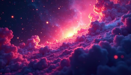 Fototapeta premium Abstract glowing shapes, vibrant colors, cosmic nebula effect, digital art , glowing, star
