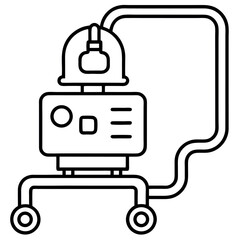 Fototapeta premium Line art of life support ventilator – black outline vector for respiratory care